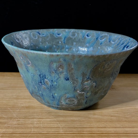 Blue Bowl/ Stoneware Trinket or Catchall Dish in Blue Stone Matte Glaze