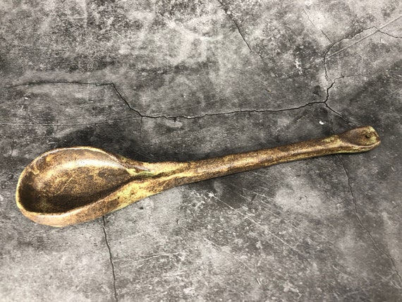 Rustic Serving Spoon Green and Brown