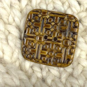Large Golden Brown Graphic Texture Square 2 Hole Button