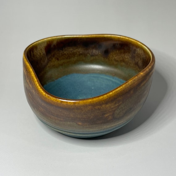 Cerulean Blue and Brown Dish