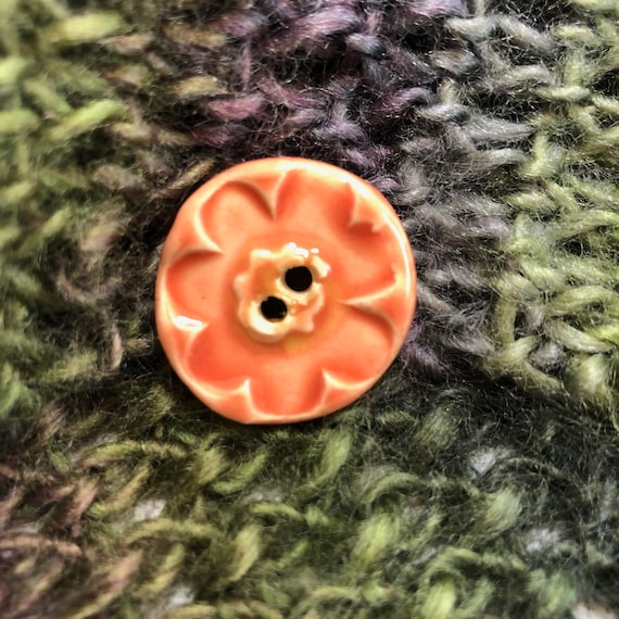 Pink Flower Stamped Button