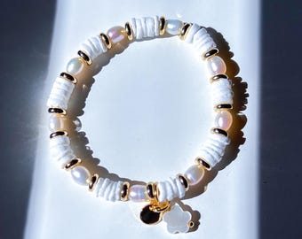 Set di braccialetti Puka con conchiglie e perline di cocco: stile Boho Surf - Italia