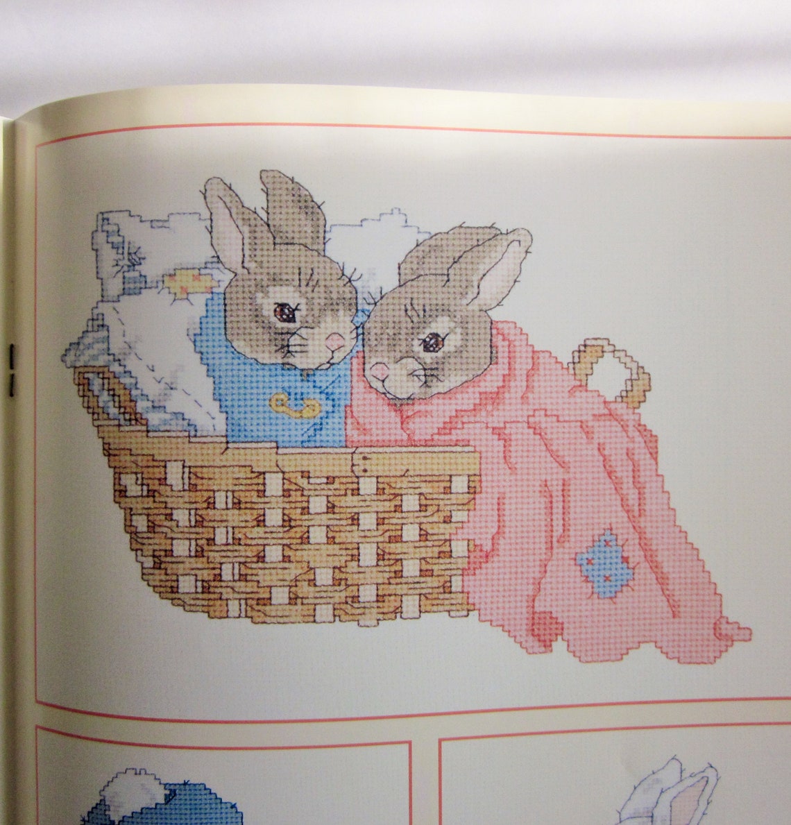 Bashful bunny cross stitch pattern cute girl bunny cross