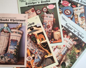 Cross Stitch & Country Crafts Heirloom Stockings Charts - North Woods, Holiday Workshop, Stitcher's Studio and more - You Choose