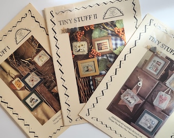 Homespun Elegance Cross Stitch Charts with Charms - Tiny Stuff I, Tiny Stuff II, Tiny Stuff III - some with all charms, some with less