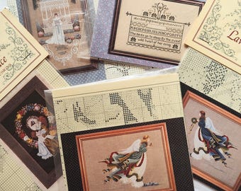Told in a Garden or Lavender & Lace Cross Stitch Pattern Chart Packs - Alphabet Sampler, Angels, Lady of the Thread, Bride - You Choose