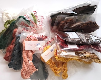 True DMC Size 3 Floss in Floss-Away Bags on Ring, 20 Different Colors, Assorted Weights - Made In France