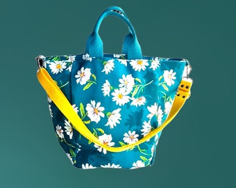 Blue Floral Tote Bag , Adjustable Strap  Crossbody Bag , Weekender  Bag , Shoulder Bag , Large Shopping Bag ,   Handbag