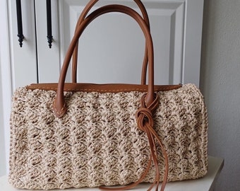 BOSTON BAG BEIGE, Leather Strap Handbag