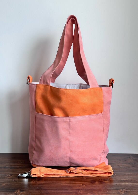 Bolso de mano con bolsillos exteriores grandes Bolsos de mano naranja bolso de hombro informal grande bolso de trabajo de fin de semana bolso bandolera Etsy Espana