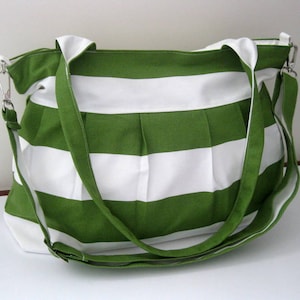 Green Bag-Pleated Bag-Large-Double Straps and Adjustable to Straps-6 Large Pockets-Zipper Clouse image 2