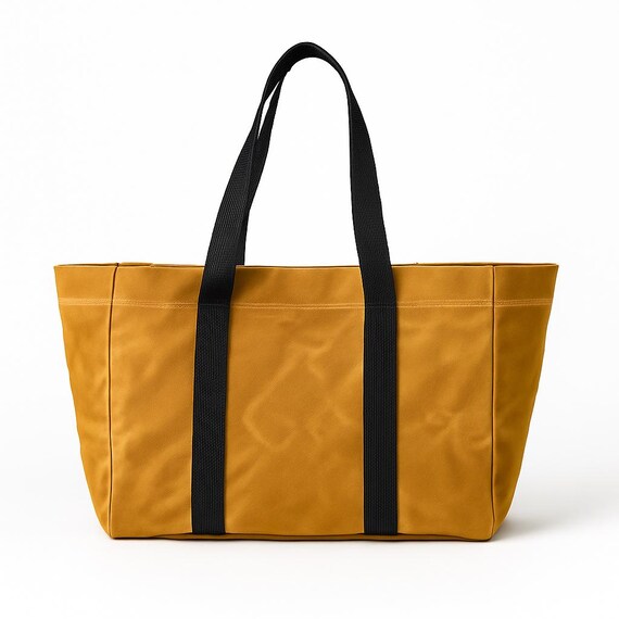 Waxed Canvas Tote Bag: Mustard Yellow Utility Shoulder Bag
