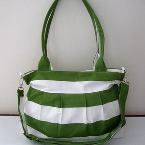 Green Bag-Pleated Bag-Large-Double Straps and Adjustable to Straps-6 Large Pockets-Zipper Clouse image 3