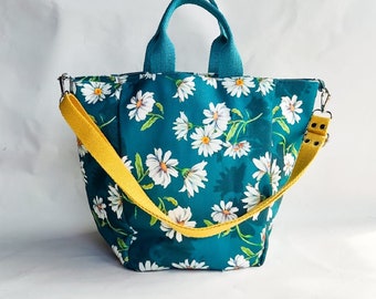 Blue Floral Tote Bag for Women , Adjustable Strap Crossbody Bag , Weekender Tote Bag For Women , Shoulder Bag , Large Shopping Bag , Handbag