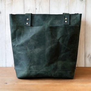 Grüne Große Leder Tragetasche Reißverschluss, Tote Lange Leder Doppel Riemen, Leder Handtasche, Weekender Schultertasche, Leder Arbeitstasche