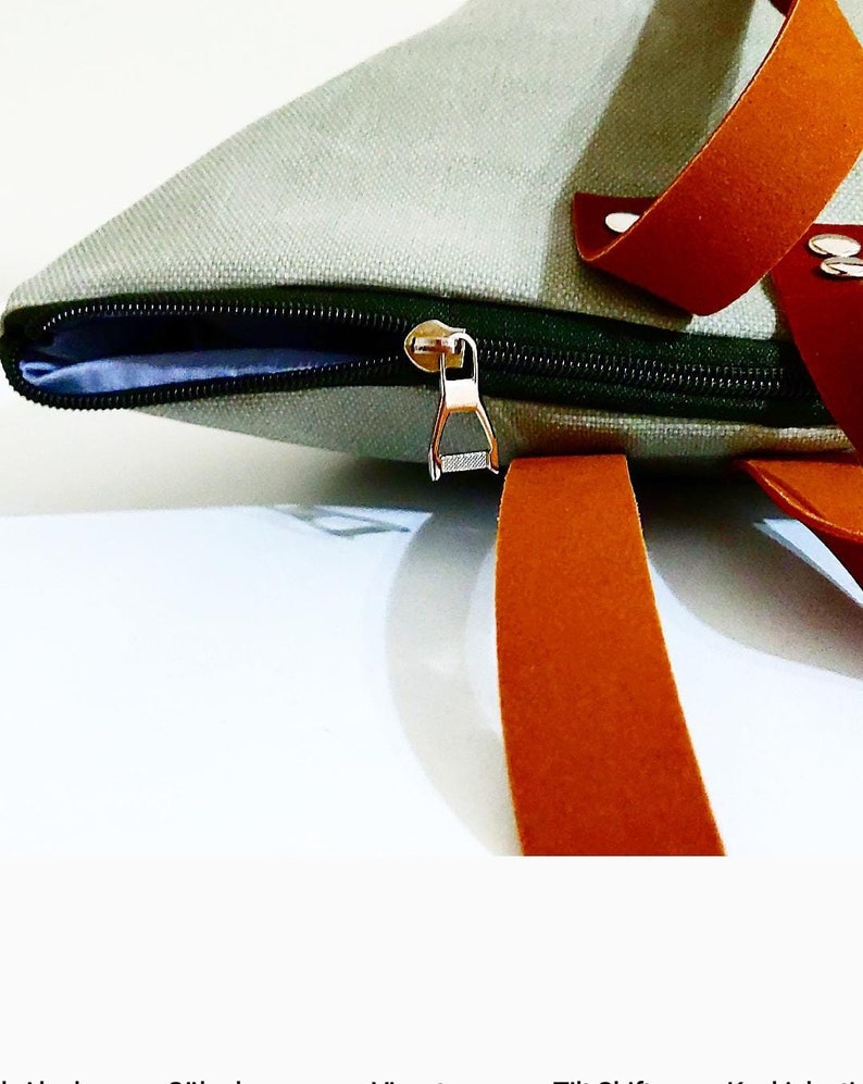 Waxed Canvas Bag ,Large Tote Bag , Zipper Closure Shoulder Bag , For Man , Unisex Bag ,For Women Bag , Weekend Bag , Laptop Bag image 9