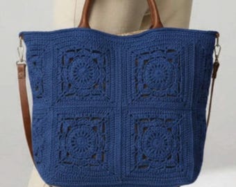 Marineblau Tote Arbeit Pendler Tasche, große Weekender häkeln Schultertasche