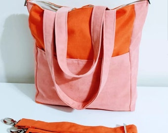 Women Orange Tote Handbags, Casual Shoulder Weekender Work Bag, Crossbody Bag