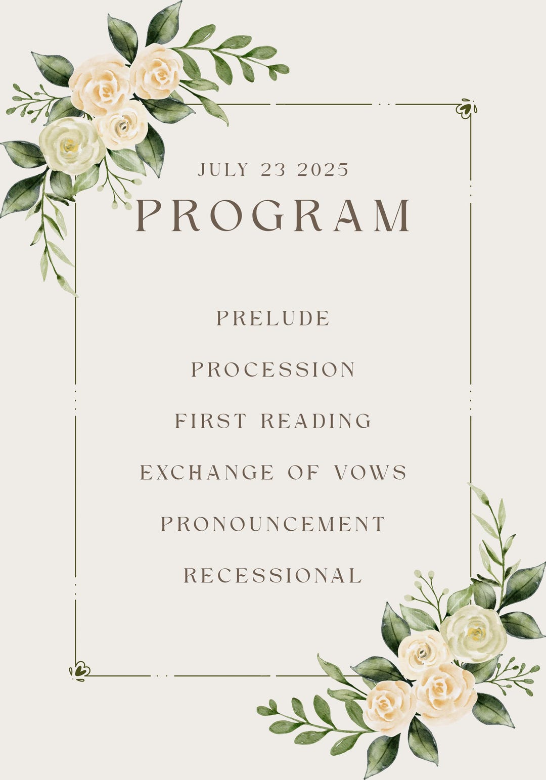 Customizable Floral Event Program Template (digital Download) - Etsy