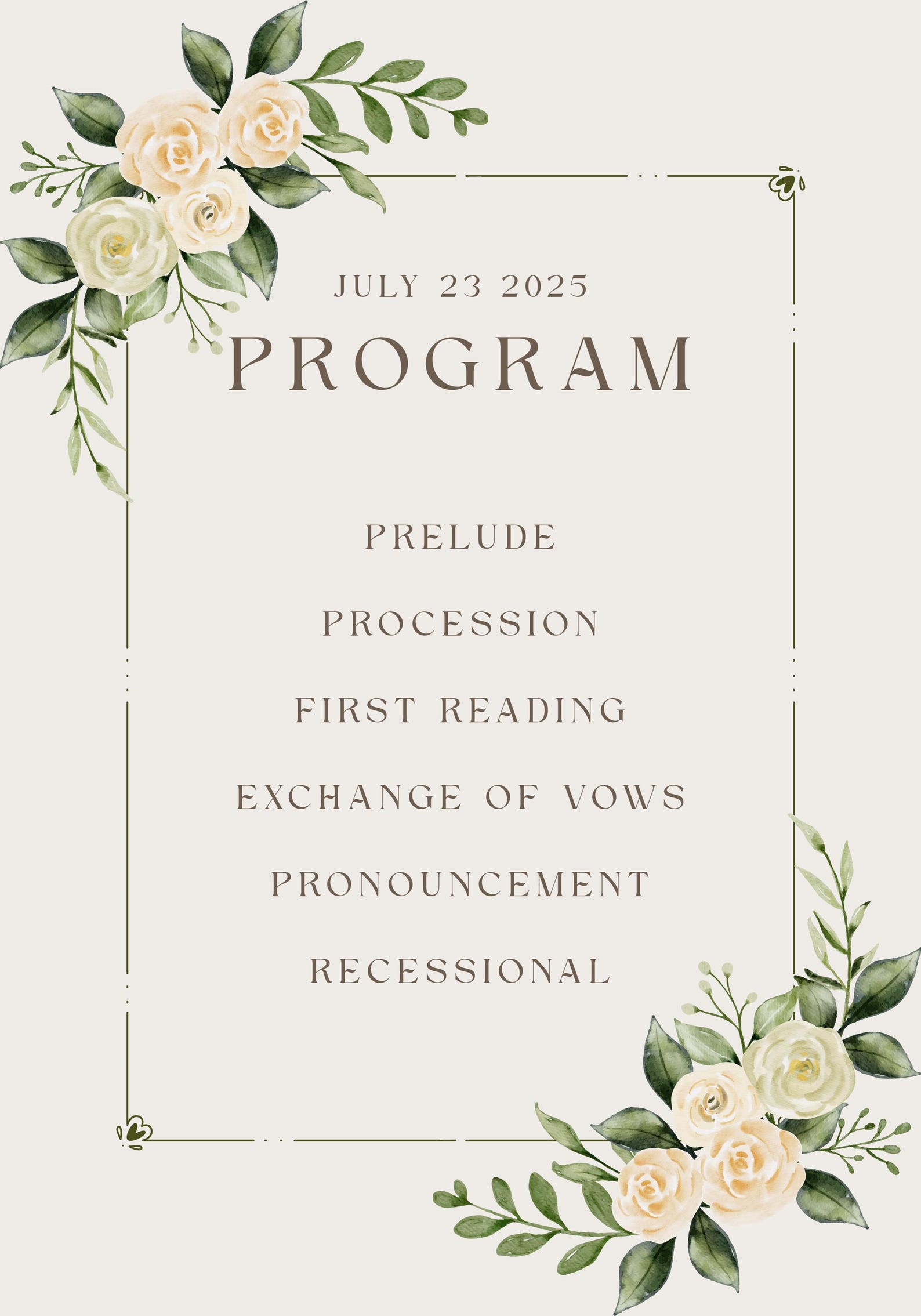 Program Flower Design Customizable Floral Event Program Template (digital Download) - Etsy