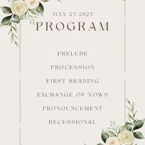 Customisable Digital Event Program Template For Wedding, Birthday, Corporate Event, Funeral, Baby Shower, Afternoon Tea Programs