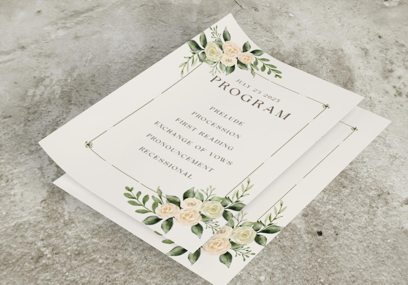 Customizable Floral Event Program Template (digital Download) - Etsy