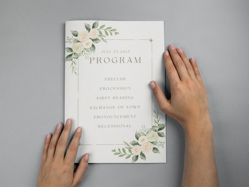 Customizable Floral Event Program Template (digital Download) - Etsy