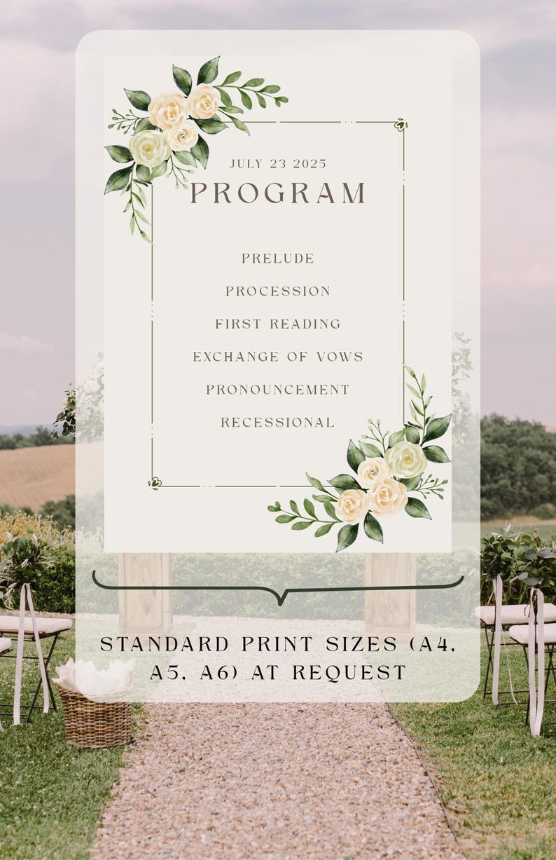 Customizable Floral Event Program Template (digital Download) - Etsy