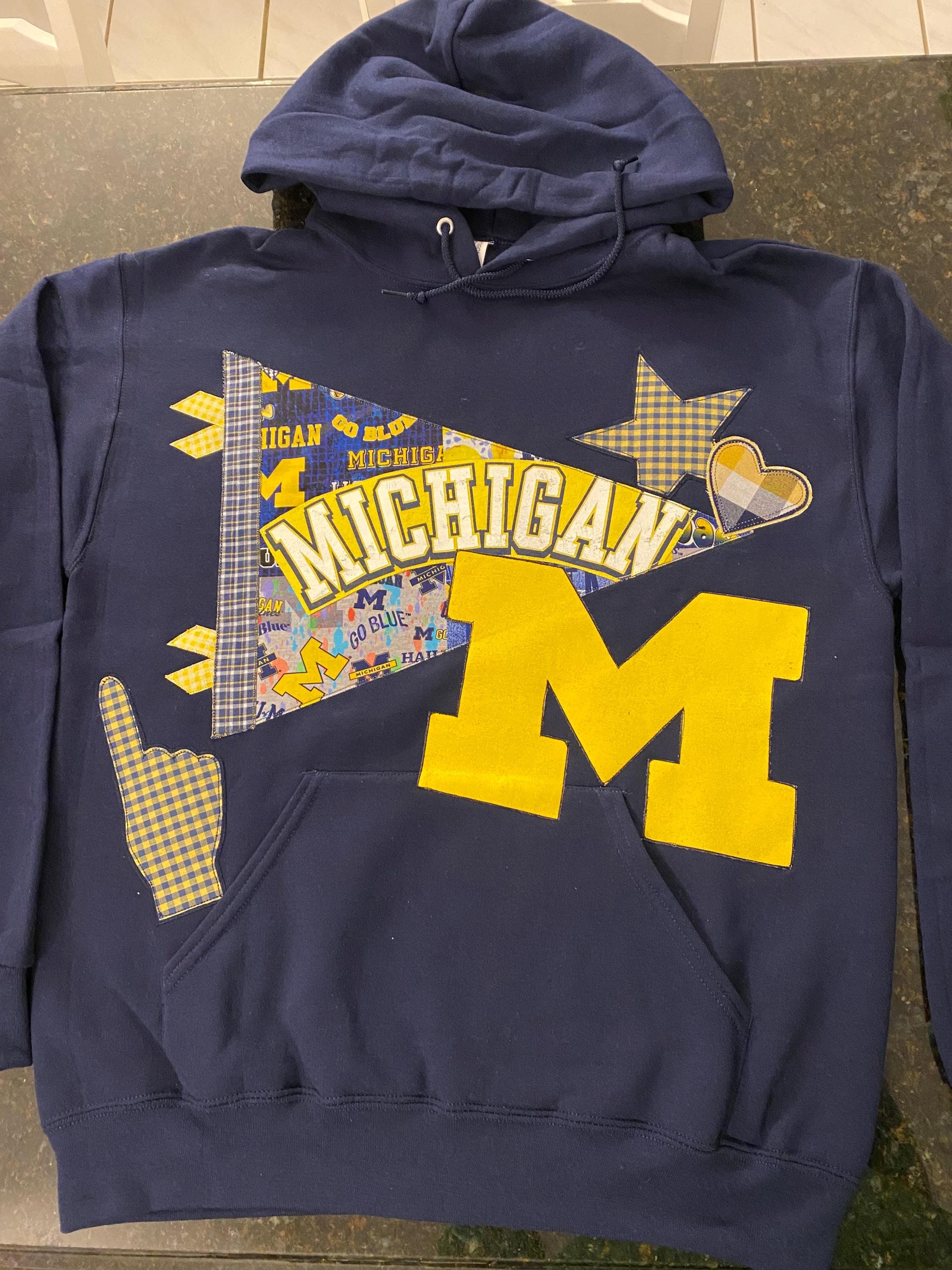 University of Michigan Patchwork Hoodie - Etsy