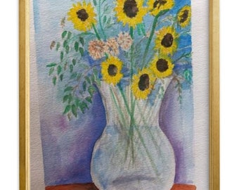 Sweet Sunflowers Watercolor Art Digital Download