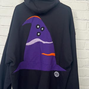Black and Purple Witch Hat & Moon Hoodie - One of a Kind !