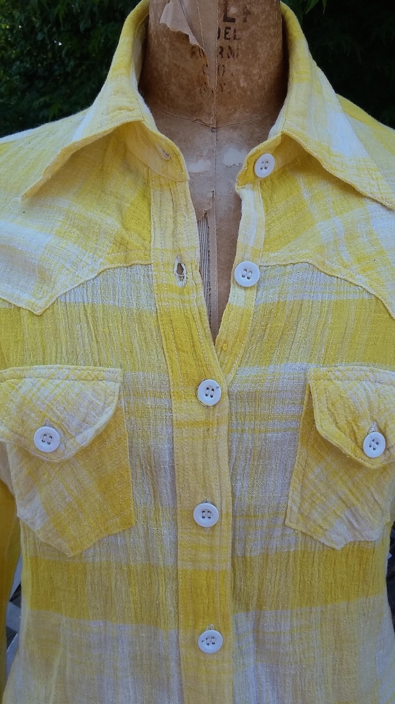 Yellow & White Plaid Button Down