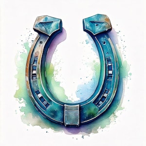 Coastal Cowgirl Horseshoe Art Print | Western Watercolor Decor | Boho Lucky Charm Wall Art | Rustic Farmhouse Poster