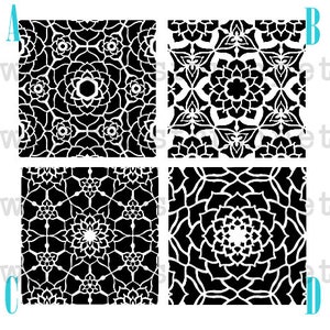 Tiled Background Lotus Stencils image 1