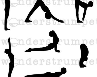 Sun Salutation Poses Stencil