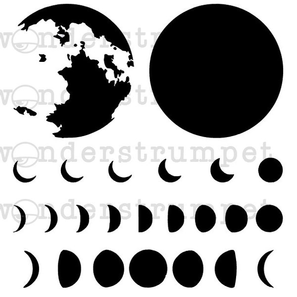 Full Moon and Phases Stencil