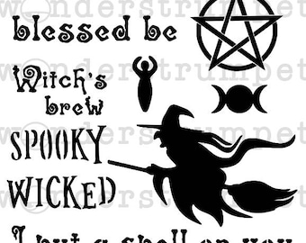 Elements of a Witch Stencil