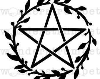 Wreathed Pentacle Stencil