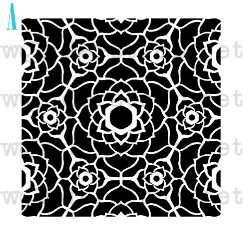 Tiled Background Lotus Stencils image 2