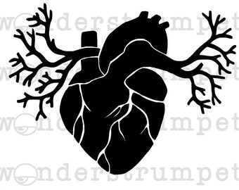 Winged Anatomic Heart Stencil