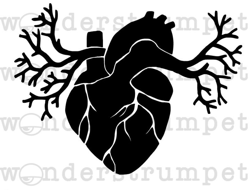 Winged Anatomic Heart Stencil image 1