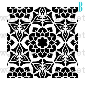 Tiled Background Lotus Stencils image 3