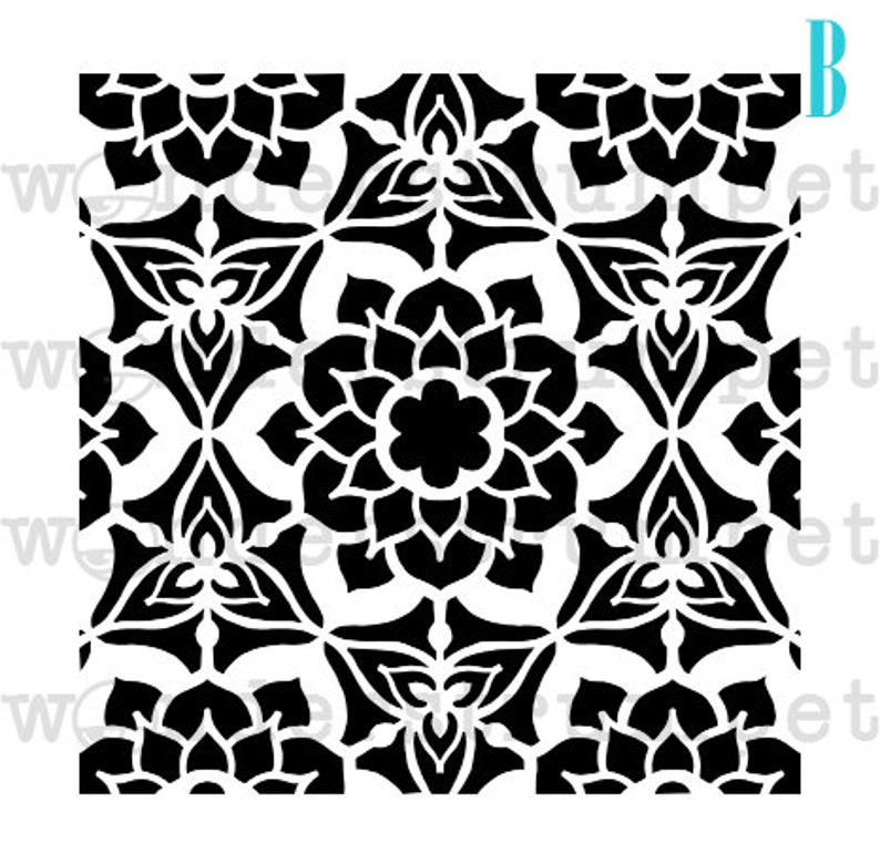 Tiled Background Lotus Stencils image 3