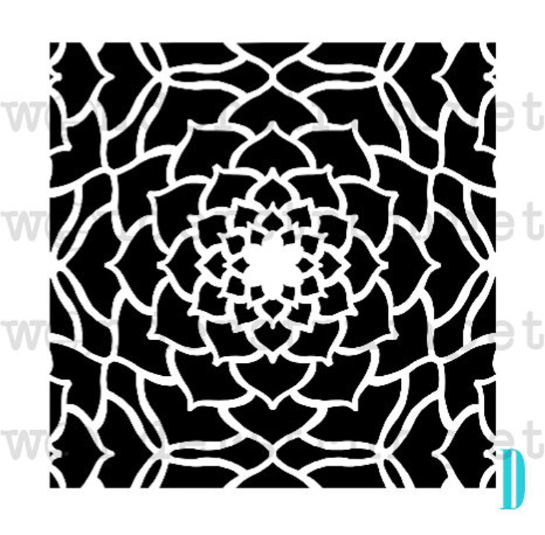 Tiled Background Lotus Stencils image 5