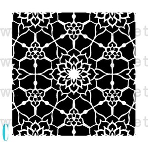 Tiled Background Lotus Stencils image 4