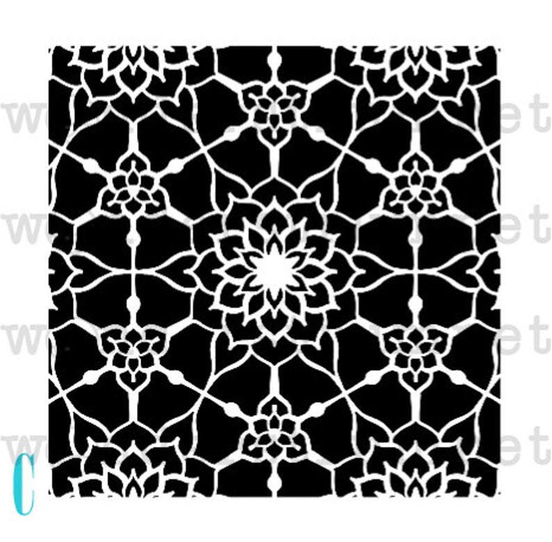 Tiled Background Lotus Stencils image 4