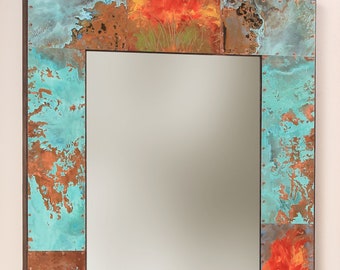 55" x 25" Copper and Metal Mirror
