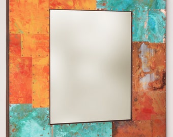 32 x 28 Copper and Metal  Mirror