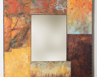 41 x 37  Metal and Copper Mirror