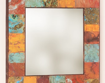 22 x 23 Copper And Metal Border Mirror